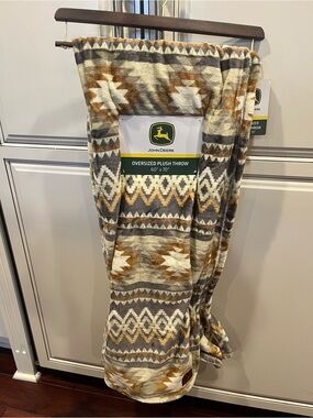John Deere oversized plush throw blanket Aztec Design